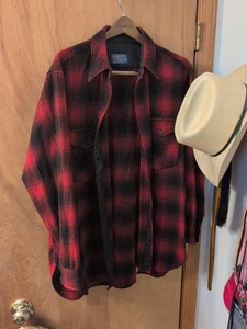 Vintage Pendleton USA Wolle rot kariert Knopf Hemd Herren Größe XL lang Slv Portland  - Bild 1 von 16