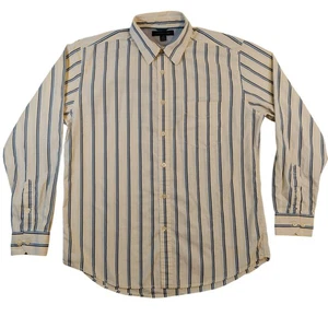 Tommy Hilfiger Shirt Mens Large Yellow Stripe Button Down Casual - Picture 1 of 9