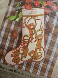 Strumpf - Teddybären & Kränze - Candamar - Kreuzstich Set gezählt - Bild 1 von 3