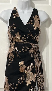 Evening Formal Dress with Sequins Black & Gold by Simplee - Excellent condition - Picture 1 of 11