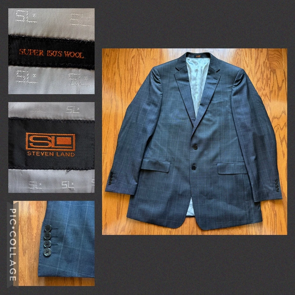Blazer Steven Land Stanly Para Hombre 44L Gris Carbón Super 150s Lana Traje Chaqueta Foto 1 de 4