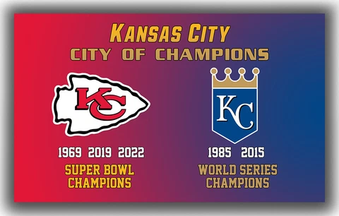 Kansas city CHIEFS & ROYALS Flag 90x150cm3x5ft City of Champions Fan Best Banner Cover