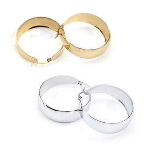 Breite Creolen Edelstahl 30-50mm, Farbwahl: Silber, Gold - Damen Große Ohrringe - Bild 1 von 10
