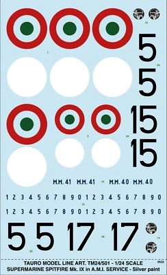 TAURO MODEL TM24/501 SPITFIRE Mk.IX ITALIAN VERSION (SILVER) SCALA 1:24 - Immagine 1 di 3