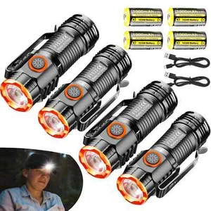 Linterna LED Super Brillante EDC Recargable Antorcha de Bolsillo Luz con Clip y Batería - Imagen 1 de 14