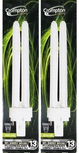 2 x 13W Compact Fluorescent Globes Bulbs Lamps PLC G24d-1 Cool White 4000K - Picture 1 of 6