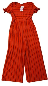 Jolt Damen Jumpsuit rot & schwarz Streifen Strick Stretch Rundhals Kurzarm M - Bild 1 von 7