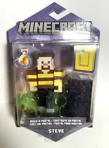 Camisa a Rayas Minecraft Steve Bees Construye un Portal Figura de Acción Caja Abierta - Imagen 1 de 10