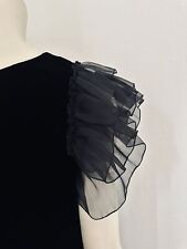 Blugirl Blumarine Black Silk Velvet Oscar Gala Dress Chiffon Frills Size IT44 M