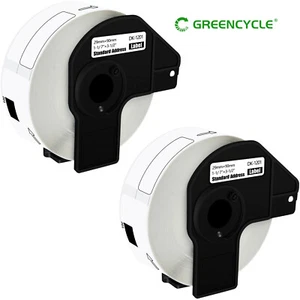 Greencycle 2Rolls 1-1/7"x3-1/2" Standard Paper Address Labels DK1201 For Brother - Picture 1 of 12