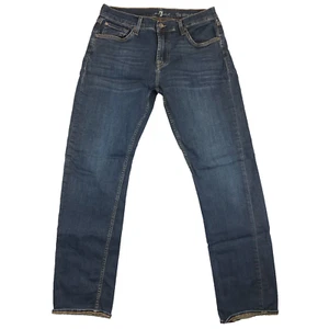 7 For All Mankind The Straight Jeans Blue Mens 33x32 Casual Medium Wash Denim - Picture 1 of 15