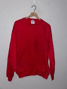 90s Vintage Jerzees Red Blank Sweatshirt USA Made 50/50 Cotton Poly VTG 1990s XL - Picture 1 of 11