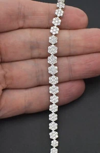 Solid 925 Sterling Silver flower Tennis Bracelet Womens 11.4Gram 6.3mm 7'' - Picture 1 of 4