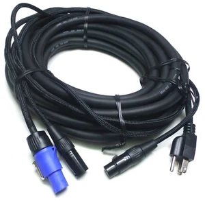 LASE 30 Ft (9.1M) Siamese PowerCon AC & XLR Audio Combo Cable (Powered Speakers) - Picture 1 of 5