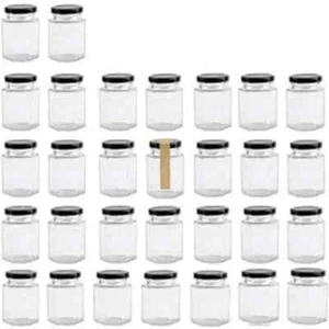 30 Pcs 4oz Hexagon Glass Jars with Lids for Jam Jelly Honey Spice Crafts - Picture 1 of 1