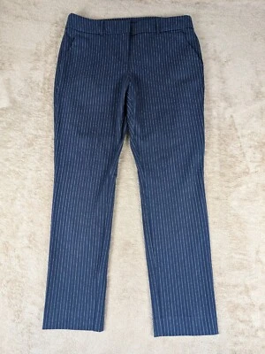 Pantalones de vestir Loft Marisa ajustados azul marino talla 8 a rayas carrera negocios informales Foto 1 de 4