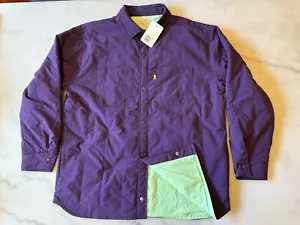 Levi’s Puffer Jacket Mens Medium Gold Tab Shacket Snap Purple New NWT $148 - Picture 1 of 23