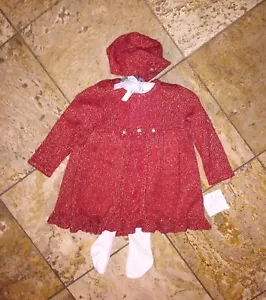 Vestito Vestito Maglione Rosso Natale Polly Flinders Nuovo con etichette Set 3pz Bambina 3-6M - Foto 1 di 5