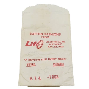 Bolsa de papel vintage publicidad BUTTON FASHIONS FROM LIFE BUTTON CO NYC Nueva York - Imagen 1 de 5
