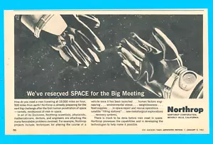 NORTHROP Corporation astronauta tecnologia spaziale vintage STAMPA ANNUNCIO 1961 aviazione - Foto 1 di 3