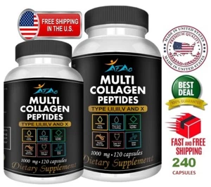 Hydrolyzed Collagen 240 caplets Hair Skin Nail Care Anti-Aging Pill 1000 PEPTIDE - Picture 1 of 8