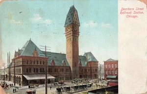 Postcard IL Chicago Illinois-Dearborn Street R.R. Sta.-Antique Vintage 1911 C16 - Picture 1 of 4