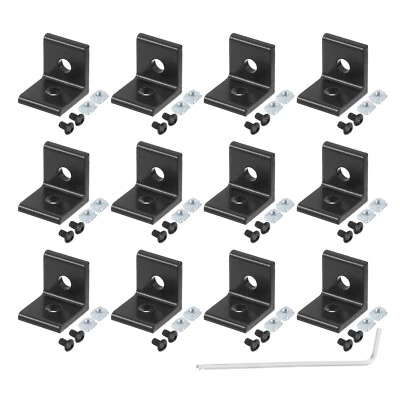 2020A Aluminio Extrusión Perfil Esquina Soporte 2 Agujeros L-Forma Soporte Negro - Imagen 1 de 4