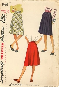 Simplicity 1436 TEEN Bias Cut Skirts w Waistband, Pleated Skirt Sz 24" Waist CUT - Picture 1 of 4