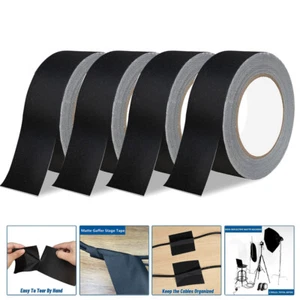 4 Roll Black Gaffers Tape Filming Backdrop Pro Audio Stage Wire Tape 2" x 100ft - Picture 1 of 24