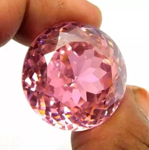Certified Natural Pink Zircon 95.85 Ct Cambodian Round Cut Loose Gemstone - Picture 1 of 5