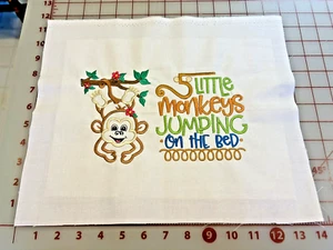 5 Little Monkeys / Reading Pillow / Quilt Panel Machine Embroidery 11 x 14 - Picture 1 of 3