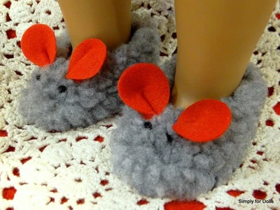 ZAPATILLAS ESTILO BOTÍN GRIS Y ROJO *Ratón* se adapta a ZAPATOS MUÑECA 18" American Girl Foto 1 de 2