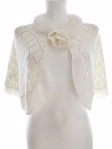 PASSIGATTI Größe oversize Weiß Cardigan-Cape Ärmellos Lochstrick Leicht Häkeln - Bild 1 von 5