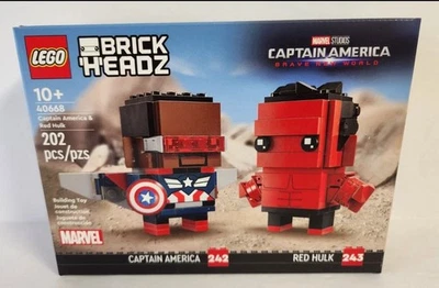 Lego BrickHeadz 40668 Capitán América y Hulk Rojo 202 Piezas Marvel 2024 Nuevo Foto 1 de 2