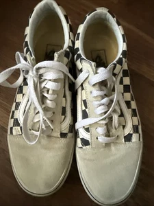 Damengröße 8 – Vans Old Skool niedriges Schachbrettmuster weiß - Bild 1 von 12