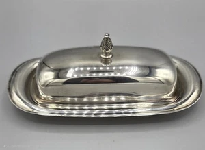 Vintage WM Rogers Silber Teller Butterdose Glaseinsatz Kegel Endstück Griff - Bild 1 von 16