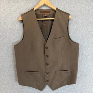 Perry Ellis Mens Brown Waistcoat Vest Suit Formal Office Business Size Large - Picture 1 of 12