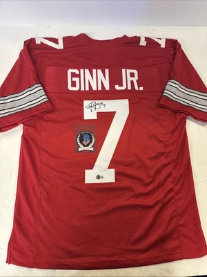 Ted Ginn Jr. 签名定制红色俄亥俄州七叶树球衣真品证明带(贝克特·科阿) — 第 1/4 张图片