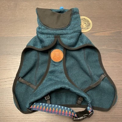 Chaqueta polar Wilderdog para perro con polaina de cuello de neopreno - PEQUEÑA - azul Pacífico  Foto 1 de 2