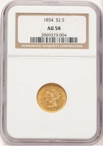 1854 $2.50 Liberty Quarter Eagle NGC AU58 (779362030) - Picture 1 of 2