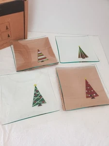 NEW PAMPERED CHEF CHRISTMAS TREES TREE SQUARE APPETIZER PLATES #2808 SET OF 4  - Picture 1 of 3