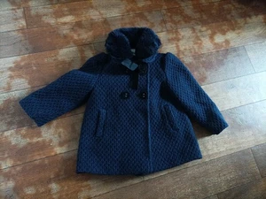 Monsoon Baby Kleinkind blau rot Mantel mit abnehmbarem Fellkragen Alter 12-18 Monate - Bild 1 von 5