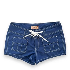 Hollister Board Shorts Junior Sz 11 Lace Up Cargo Pockets Micro Mini Blue Y2K - Picture 1 of 15