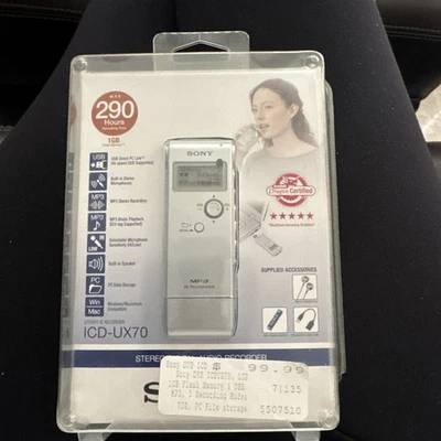 Sony Stereo Digital Audio Recorder ICD-UX70 Max 290 Hours Recording Time - Image 1 of 4