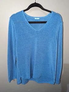 J McLaughlin Pullover V-Ausschnitt Oberteil royalblau XL Langarm lockerstrick  - Bild 1 von 12
