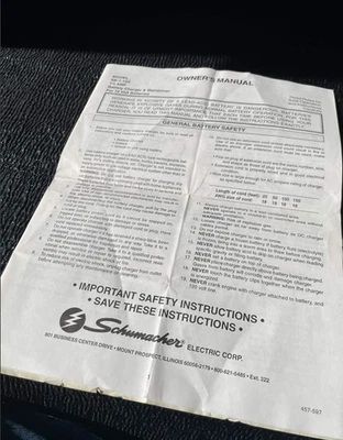 Schumacher SE-1-12S Full Auto Onboard 1.5A Battery Charger Owner's Manual ONLY - Image 1 of 2