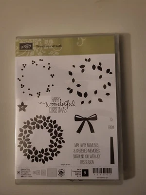  NEW Stampin' Up WONDROUS WREATH  Set of 9 Stampin Happy Wonderful Christmas  - Image 1 of 4