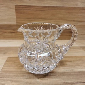 Schwerer Bleikristall geschliffenes Glas Wasserkrug Sternschliff Sockel - Bild 1 von 11