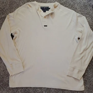 Vintage Polo Sport Ralph Lauren Henley Hemd Herren XL Beige Dexter Morgan Preppy - Bild 1 von 7
