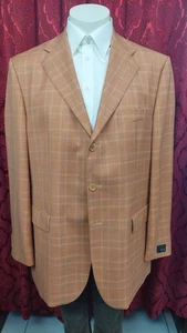Chaqueta Feraud T.56 naranja cuadros 3 botones lana virgen delfino S551A - Imagen 1 de 7